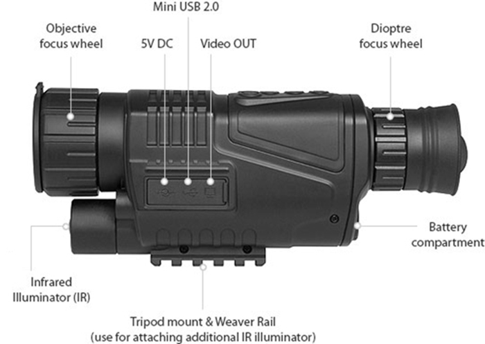 5X40 Rifle Scope Night Vision Scope Monocular W/ 200M Infrared C