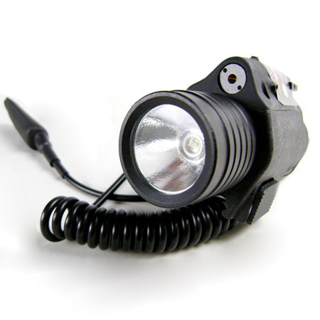 QD M6 LED Tactical Flashlight Red Laser Combo Sight-Black