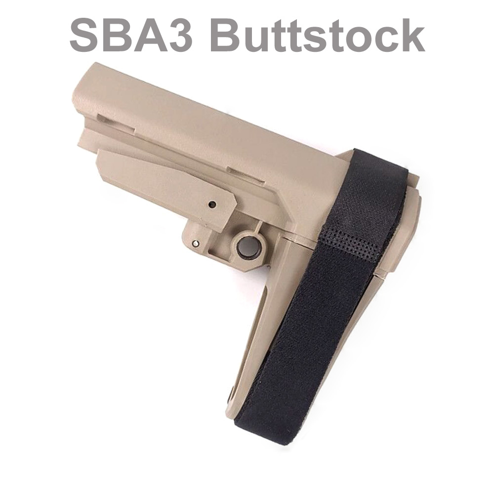 SBA3 Nylon Stock Buttstock Pistol M4 AR15 HK416 airsoft TAN