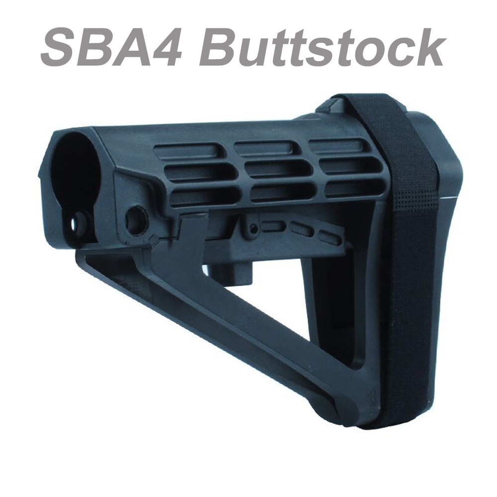 SBA4 Nylon Stock Buttstock Pistol M4 AR15 HK416 airsoft BK