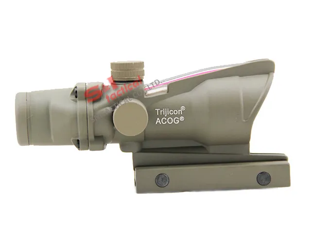4x32 ACOG Style Optical Tactical Scope W/ Red Fiber Crosshair DE