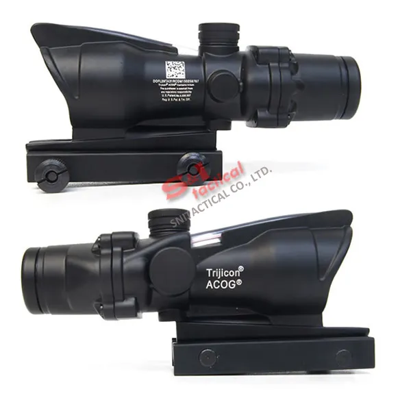 4x32 ACOG Style Optical Tactical Scope W/ Red Fiber Crosshair re