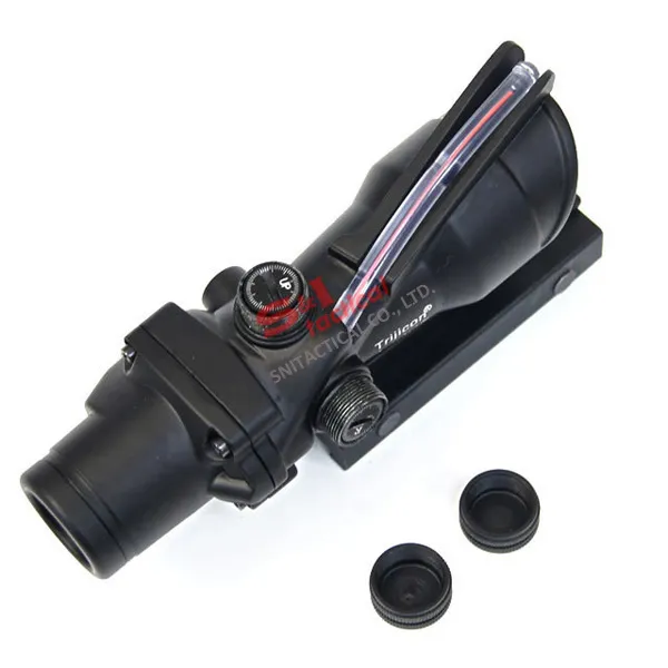 4x32 ACOG Style Optical Tactical Scope W/ Red Fiber Crosshair re