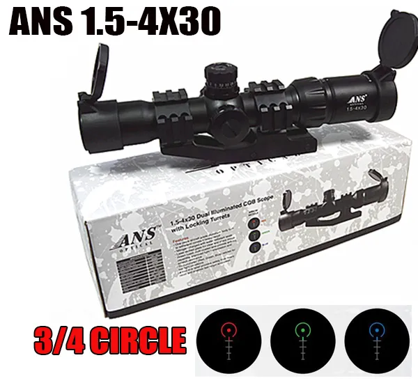 ANS 1.5-4X30 RGB Tri-illuminated 3/4 circle Reticle CQB Riflesco
