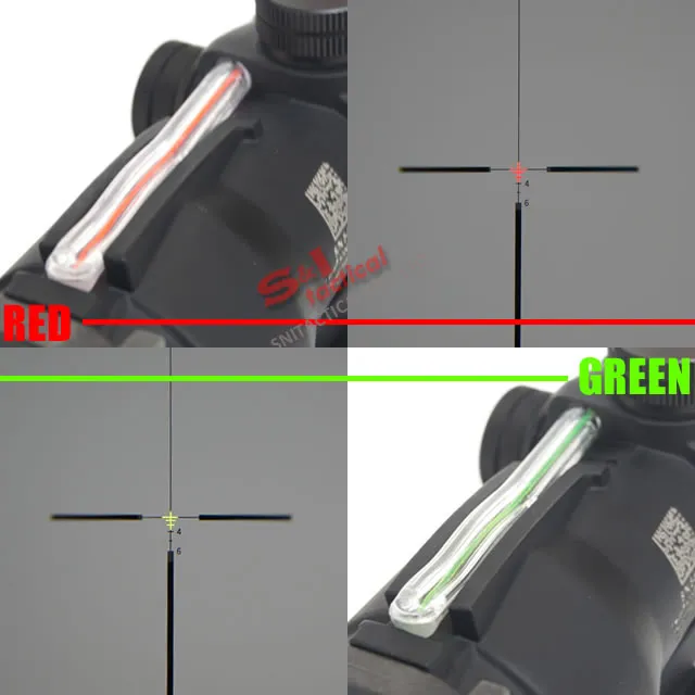 4x32 ACOG Style Scope w/ real Red Green Fiber Crosshair