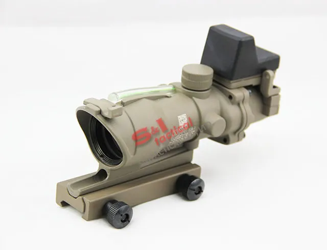 New Tactical ACOG 4x32 Mini Red Dot Scope With Real green fiber