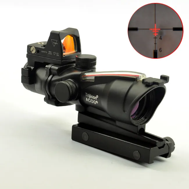 ACOG Style 4X32 Fiber Source Red Illuminated Scope w/ red dot