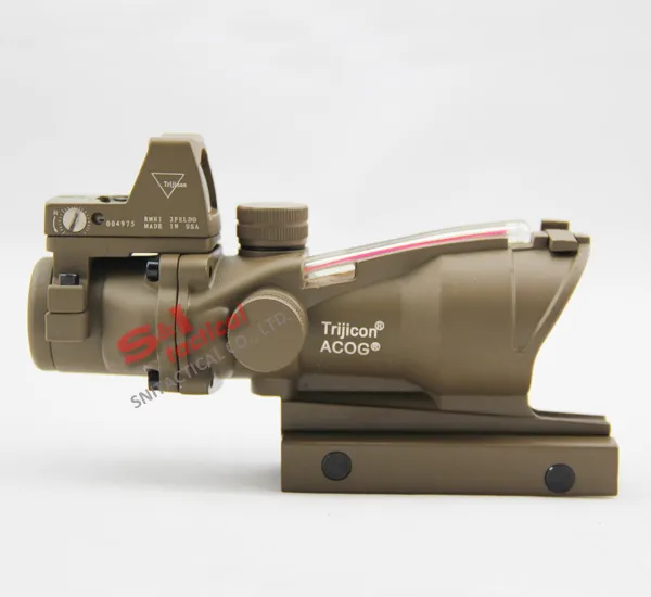 New Tactical ACOG 4x32 Style w/ Mini Red Dot Scope With Real Red
