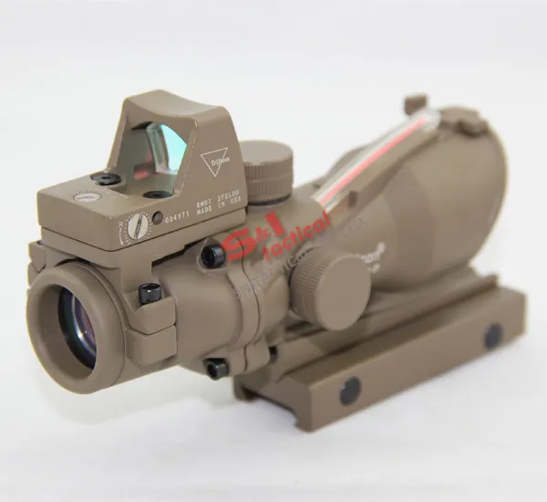 New Tactical ACOG 4x32 Style w/ Mini Red Dot Scope With Real Red
