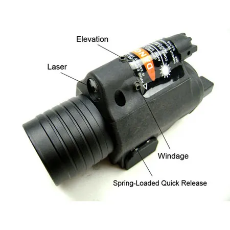 QD M6 LED Tactical Flashlight Red Laser Combo Sight-Black