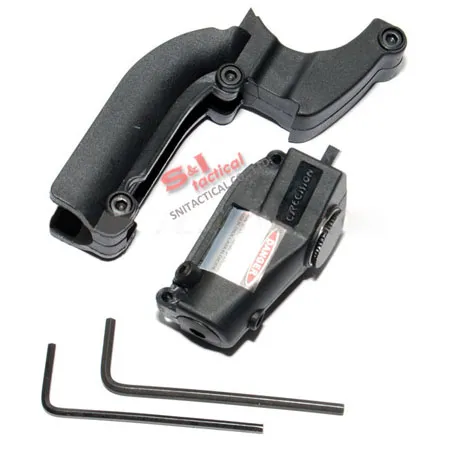 Red laser device for M92 pistol with lateral grooves