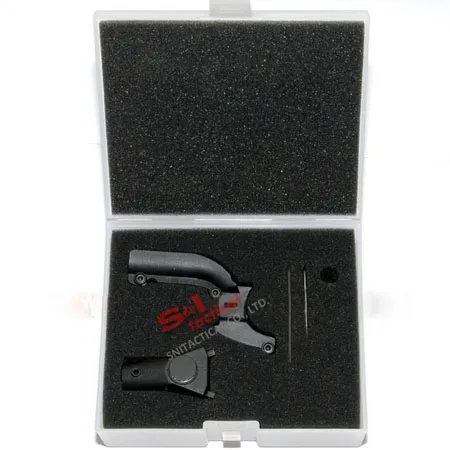 Red laser device for M92 pistol with lateral grooves