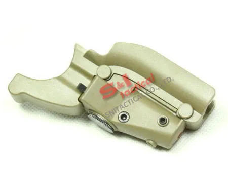 Red laser device for M92 pistol with lateral grooves