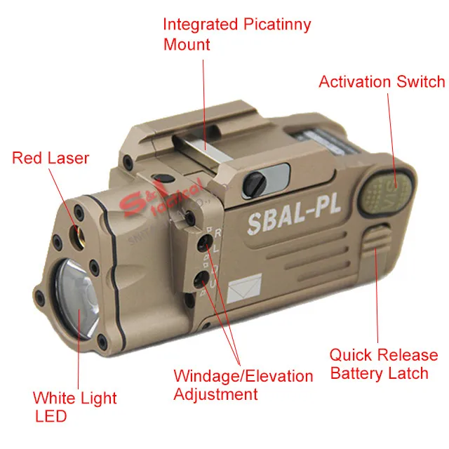 Tactical CNC Making SBAL-PL LED Weapon Light With Red Laser DE