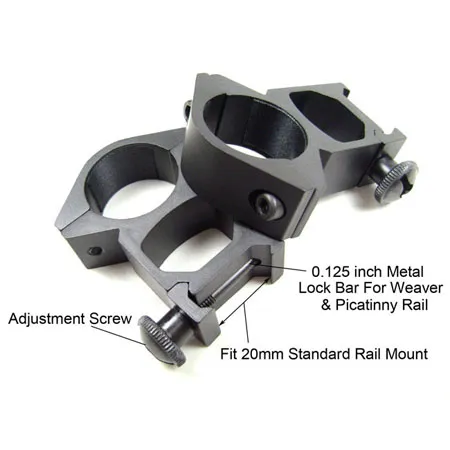 2 pcs 25mm 1 Inch 1" Ring tactical Weaver Scope torch Rail Mount