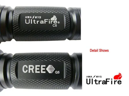 Kit-Ultrafire C8 Q5 5 Mode Cree Led Flashlight with 1300 Lumen